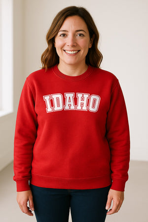 Idaho Sweatshirt, Collegiate Letter Gem State Graphic Crewneck for Men and Women