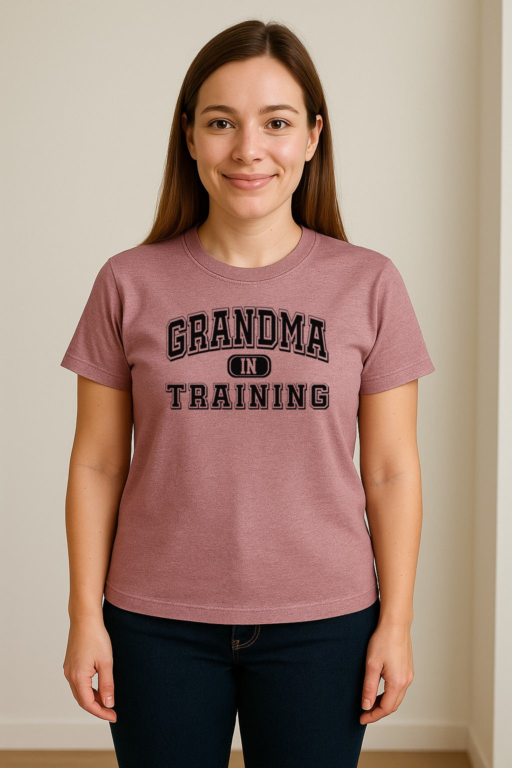 Grandma In Training T-Shirt, Varsity Lettering for Future Grandmothers and Baby Shower Gifts