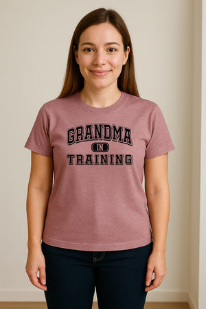 Grandma In Training T-Shirt, Varsity Lettering for Future Grandmothers and Baby Shower Gifts