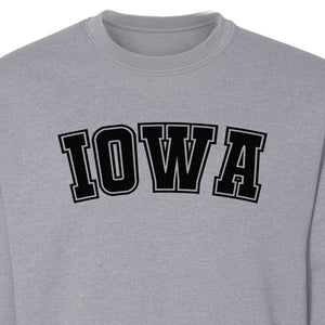 Iowa Sweatshirt, Retro Varsity Arch Letter State Pride Crewneck for Midwest Residents