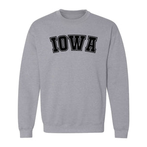 Iowa Sweatshirt, Retro Varsity Arch Letter State Pride Crewneck for Midwest Residents