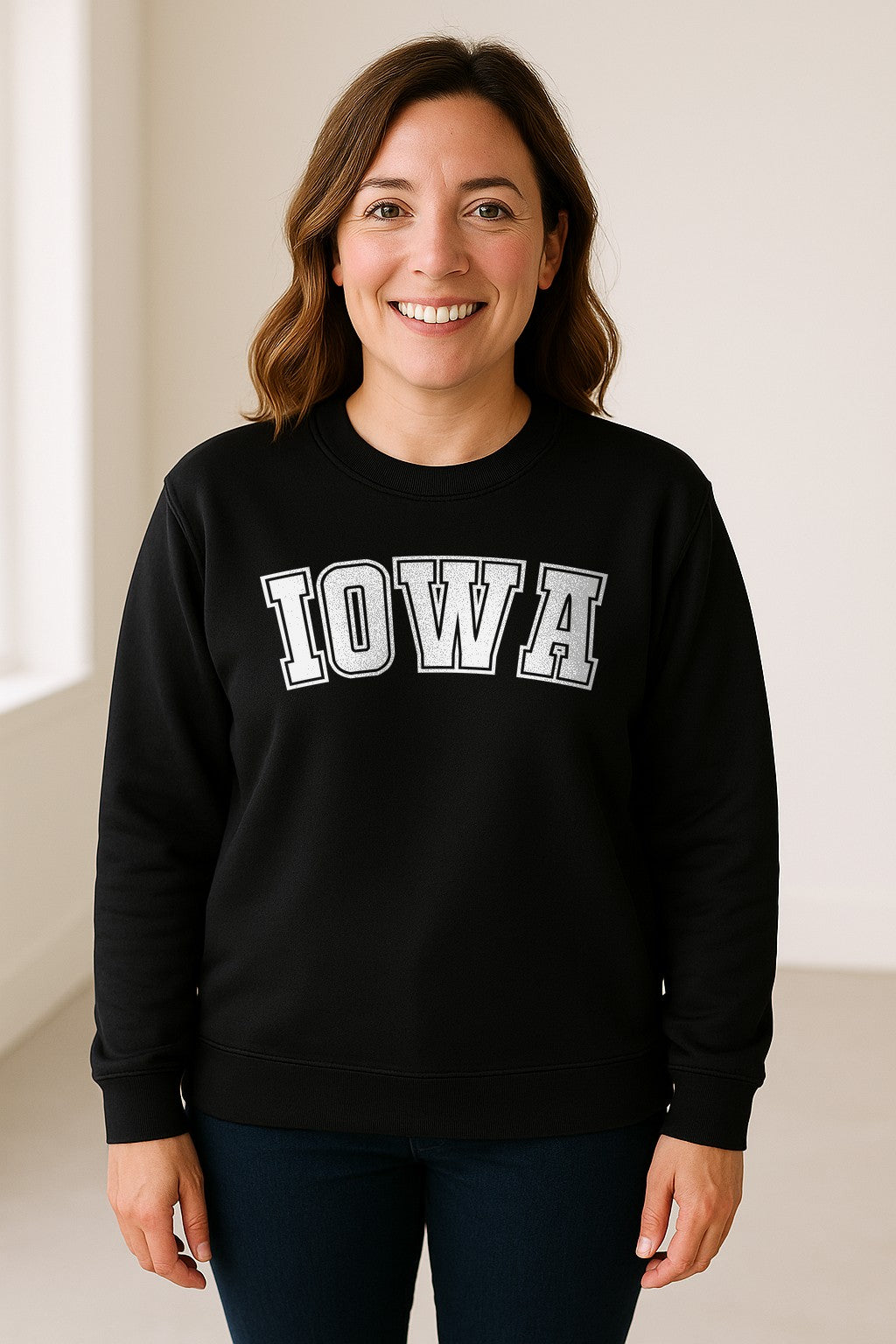 Iowa Sweatshirt, Retro Varsity Arch Letter State Pride Crewneck for Midwest Residents