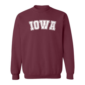 Iowa Sweatshirt, Retro Varsity Arch Letter State Pride Crewneck for Midwest Residents