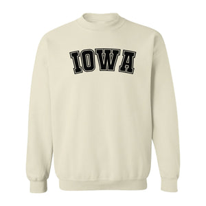 Iowa Sweatshirt, Retro Varsity Arch Letter State Pride Crewneck for Midwest Residents