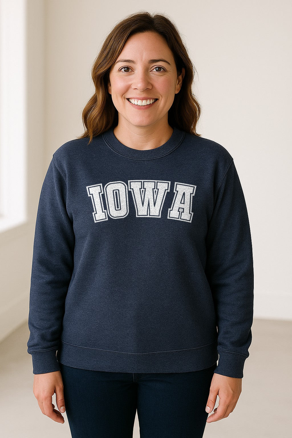 Iowa Sweatshirt, Retro Varsity Arch Letter State Pride Crewneck for Midwest Residents