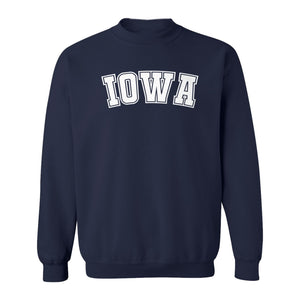 Iowa Sweatshirt, Retro Varsity Arch Letter State Pride Crewneck for Midwest Residents