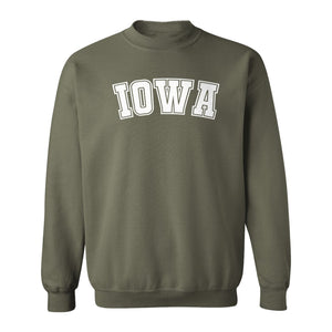 Iowa Sweatshirt, Retro Varsity Arch Letter State Pride Crewneck for Midwest Residents