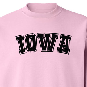 Iowa Sweatshirt, Retro Varsity Arch Letter State Pride Crewneck for Midwest Residents