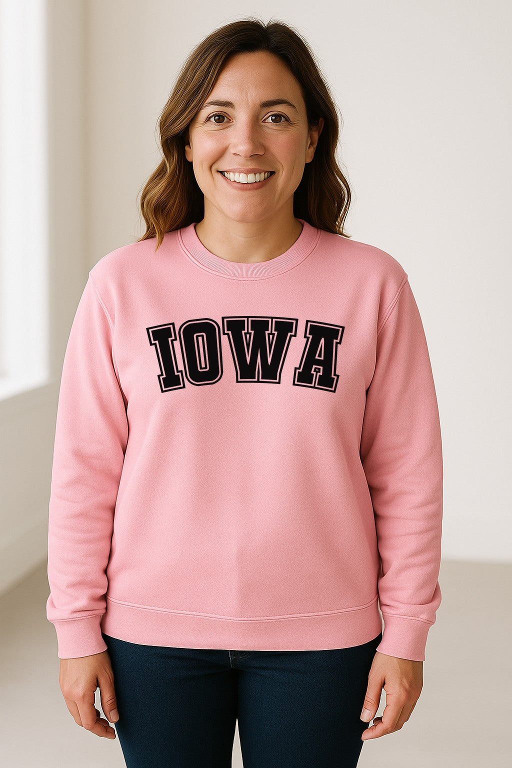 Iowa Sweatshirt, Retro Varsity Arch Letter State Pride Crewneck for Midwest Residents