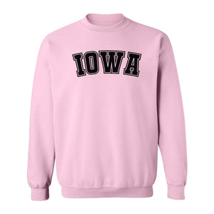 Iowa Sweatshirt, Retro Varsity Arch Letter State Pride Crewneck for Midwest Residents
