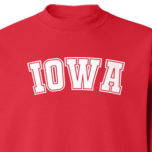Iowa Sweatshirt, Retro Varsity Arch Letter State Pride Crewneck for Midwest Residents
