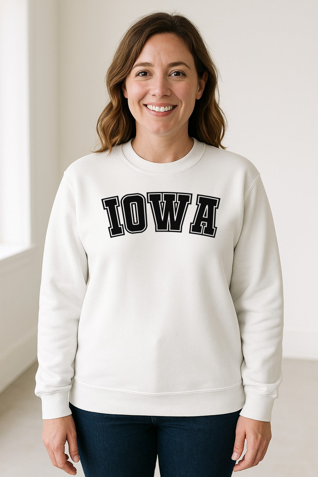 Iowa Sweatshirt, Retro Varsity Arch Letter State Pride Crewneck for Midwest Residents