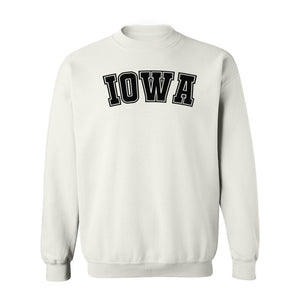 Iowa Sweatshirt, Retro Varsity Arch Letter State Pride Crewneck for Midwest Residents