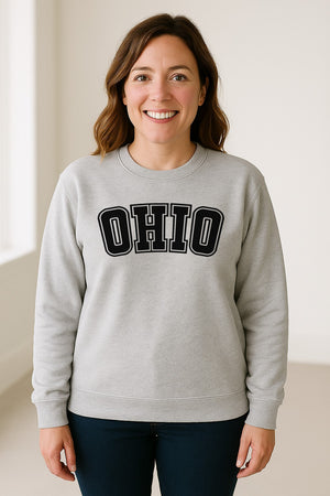 Ohio Sweatshirt, Retro Varsity Arched State Pride Crewneck for Residents and Travelers