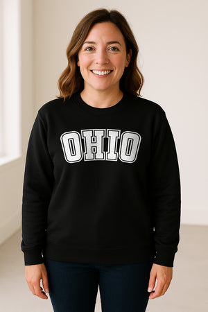 Ohio Sweatshirt, Retro Varsity Arched State Pride Crewneck for Residents and Travelers