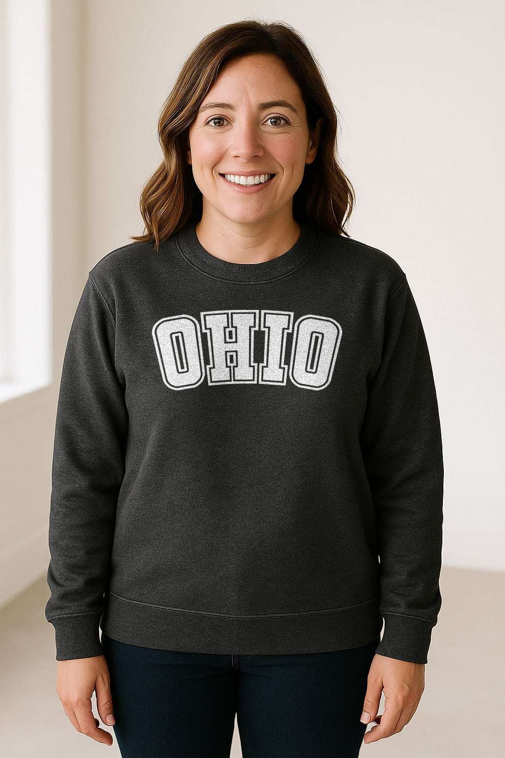 Ohio Sweatshirt, Retro Varsity Arched State Pride Crewneck for Residents and Travelers