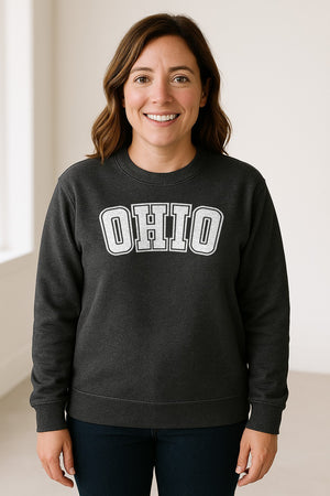 Ohio Sweatshirt, Retro Varsity Arched State Pride Crewneck for Residents and Travelers