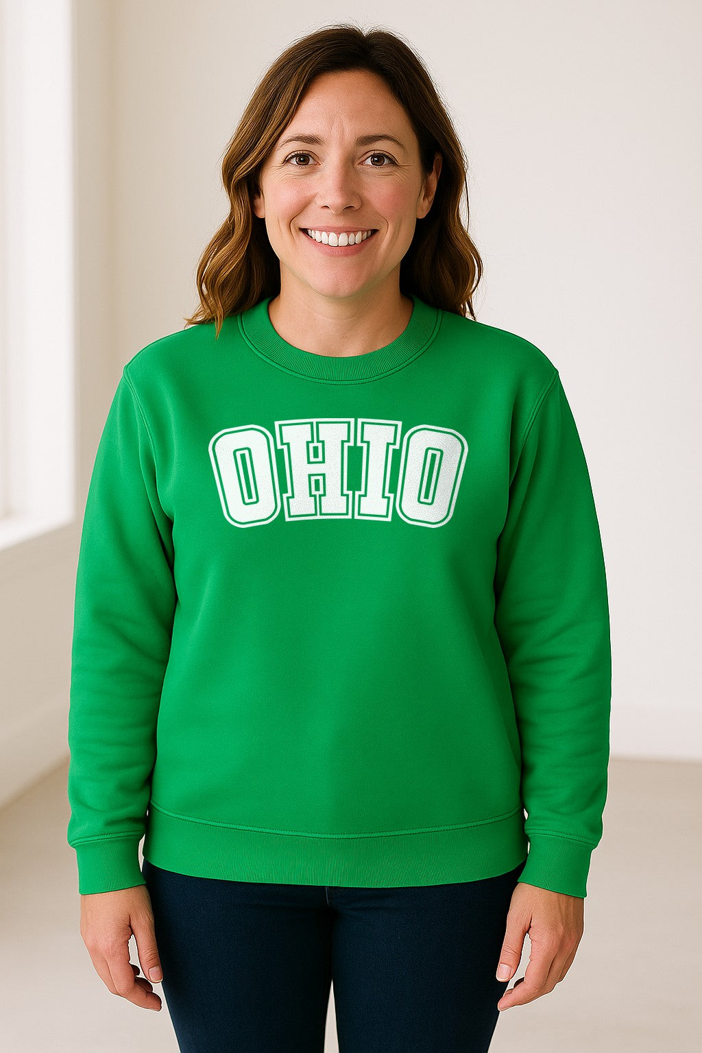 Ohio Sweatshirt, Retro Varsity Arched State Pride Crewneck for Residents and Travelers