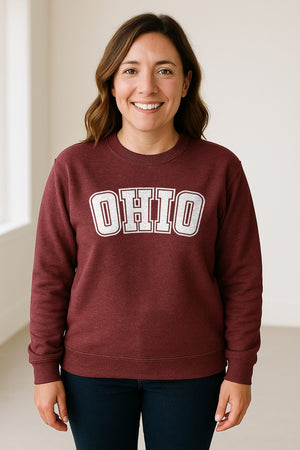 Ohio Sweatshirt, Retro Varsity Arched State Pride Crewneck for Residents and Travelers