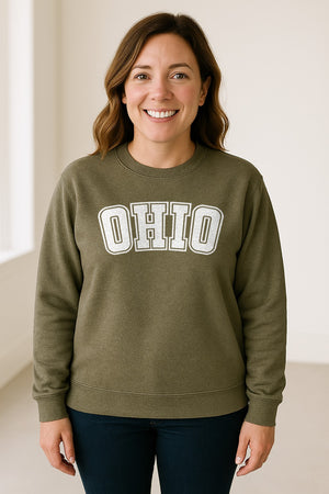 Ohio Sweatshirt, Retro Varsity Arched State Pride Crewneck for Residents and Travelers