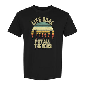 Life Goal Pet All The Dogs T-Shirt, Retro Sunset Graphic for Puppy Parents
