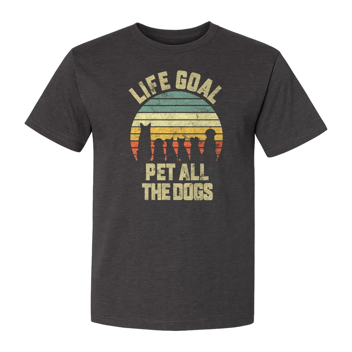 Life Goal Pet All The Dogs T-Shirt, Retro Sunset Graphic for Puppy Parents