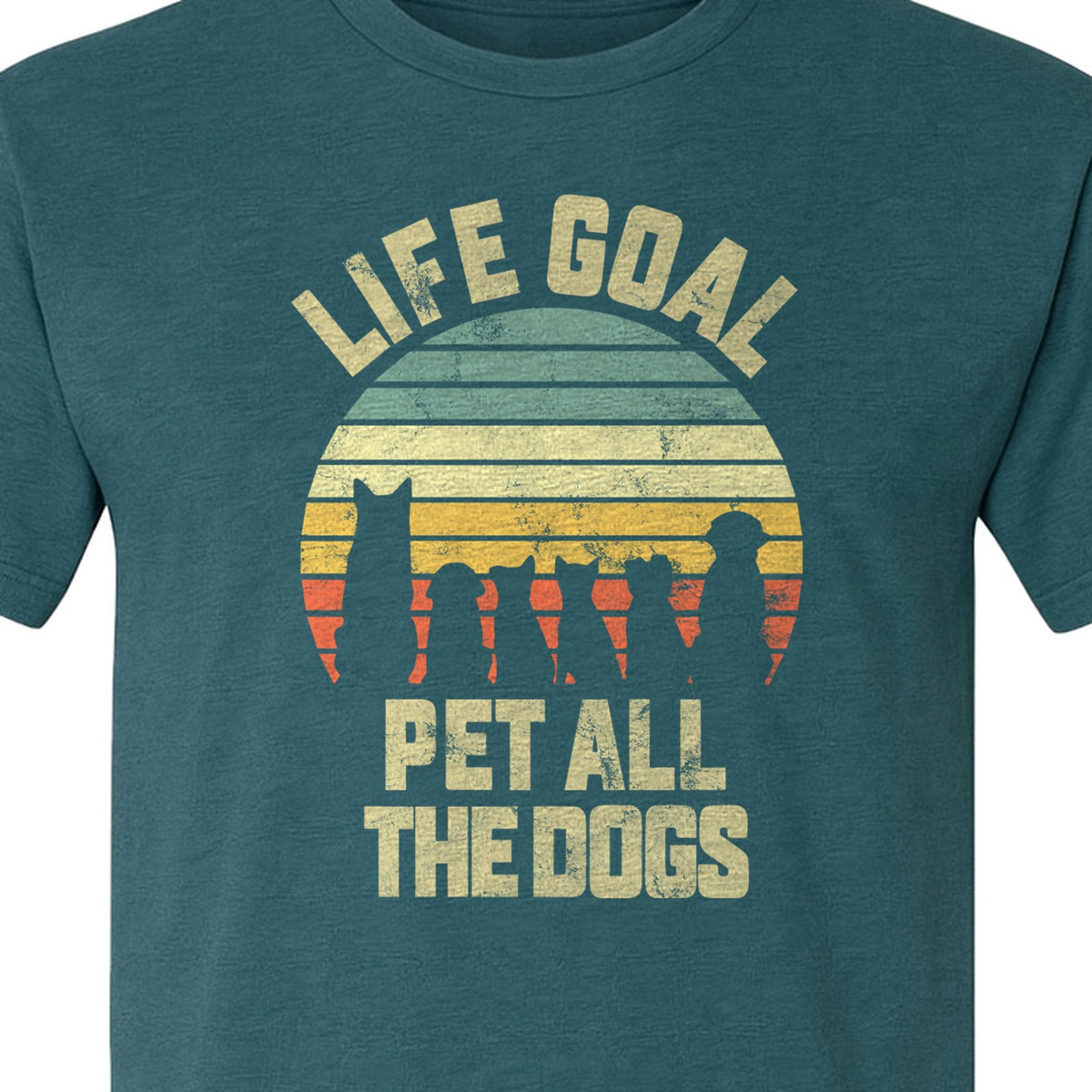 Life Goal Pet All The Dogs T-Shirt, Retro Sunset Graphic for Puppy Parents