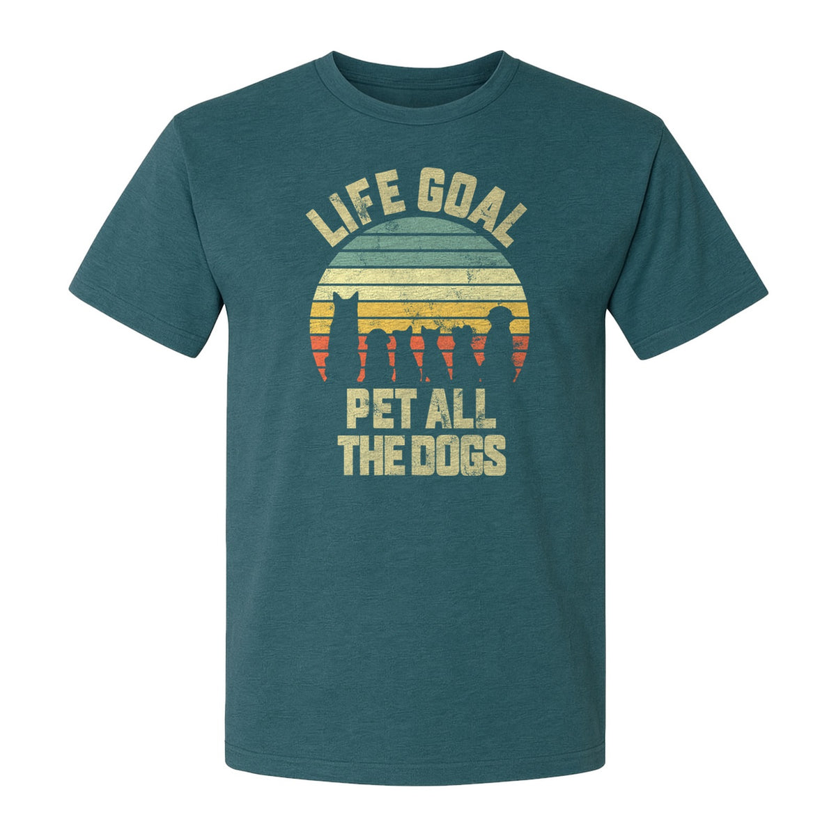 Life Goal Pet All The Dogs T-Shirt, Retro Sunset Graphic for Puppy Parents