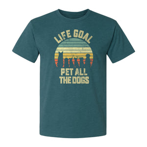 Life Goal Pet All The Dogs T-Shirt, Retro Sunset Graphic for Puppy Parents