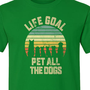 Life Goal Pet All The Dogs T-Shirt, Retro Sunset Graphic for Puppy Parents