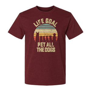 Life Goal Pet All The Dogs T-Shirt, Retro Sunset Graphic for Puppy Parents