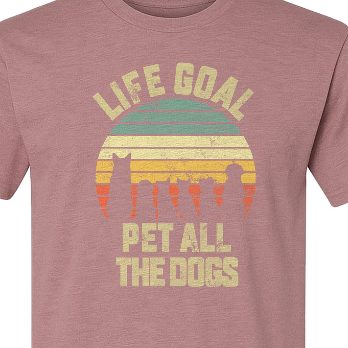 Life Goal Pet All The Dogs T-Shirt, Retro Sunset Graphic for Puppy Parents
