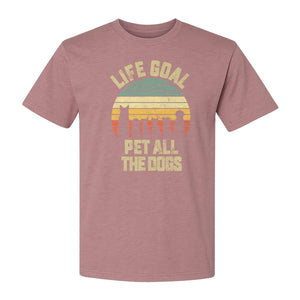 Life Goal Pet All The Dogs T-Shirt, Retro Sunset Graphic for Puppy Parents
