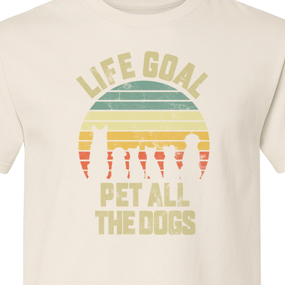 Life Goal Pet All The Dogs T-Shirt, Retro Sunset Graphic for Puppy Parents