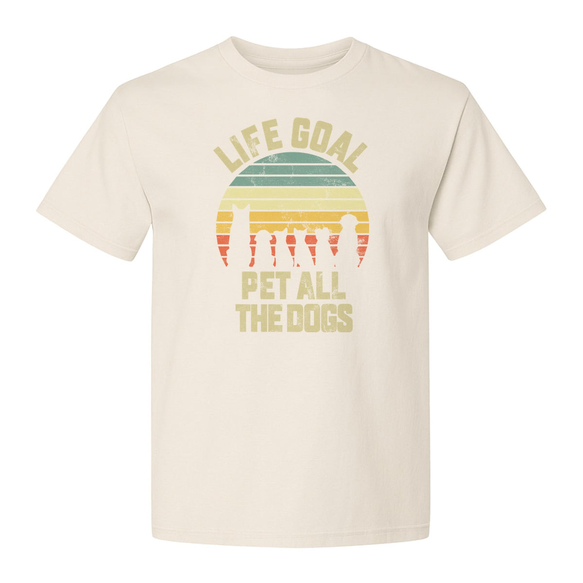 Life Goal Pet All The Dogs T-Shirt, Retro Sunset Graphic for Puppy Parents