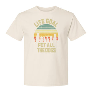 Life Goal Pet All The Dogs T-Shirt, Retro Sunset Graphic for Puppy Parents