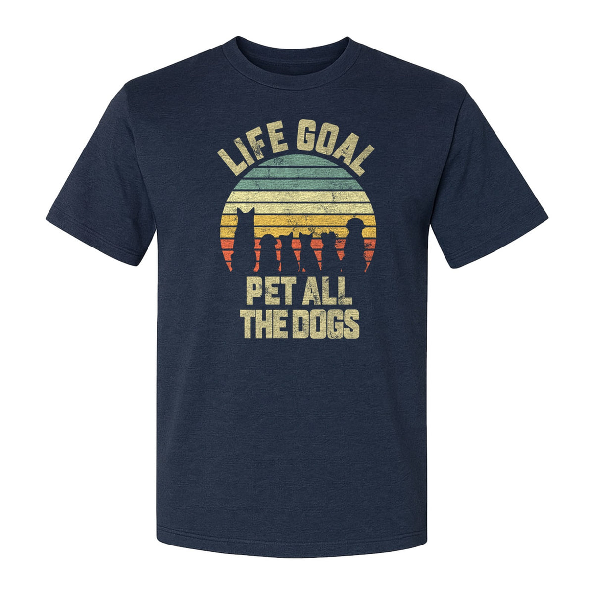 Life Goal Pet All The Dogs T-Shirt, Retro Sunset Graphic for Puppy Parents