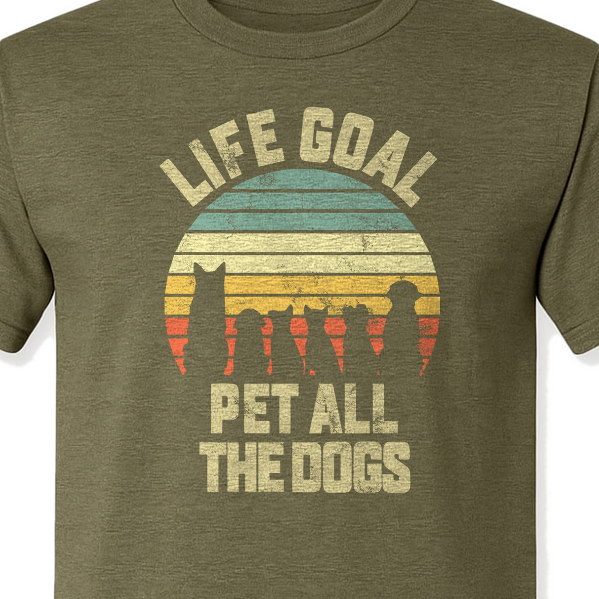 Life Goal Pet All The Dogs T-Shirt, Retro Sunset Graphic for Puppy Parents