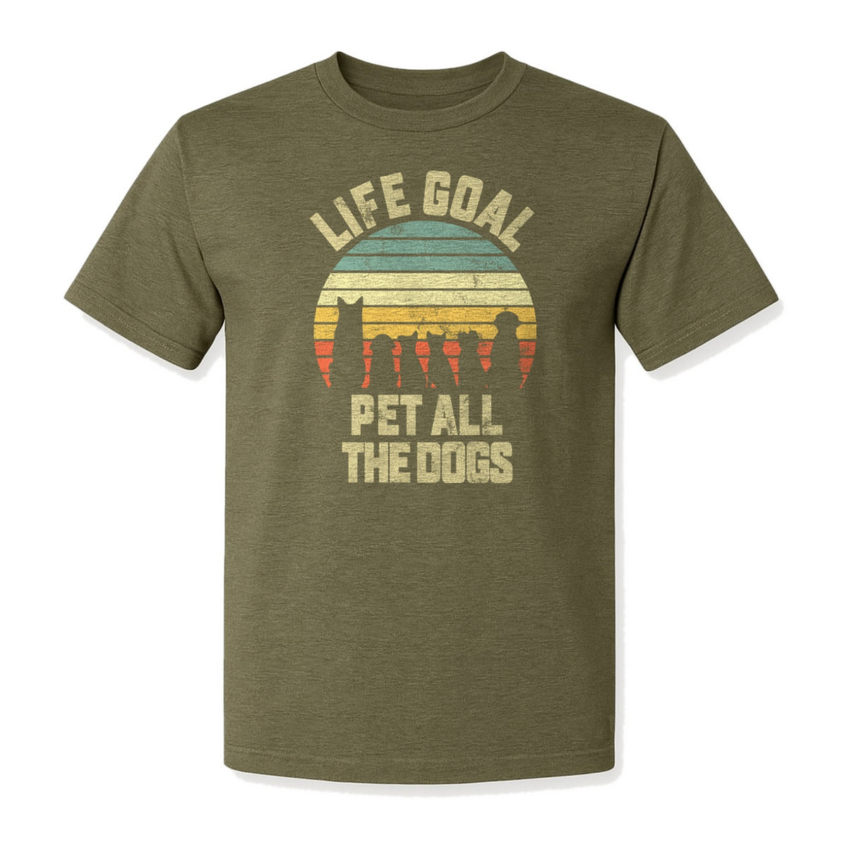 Life Goal Pet All The Dogs T-Shirt, Retro Sunset Graphic for Puppy Parents