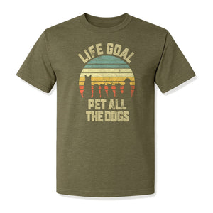Life Goal Pet All The Dogs T-Shirt, Retro Sunset Graphic for Puppy Parents