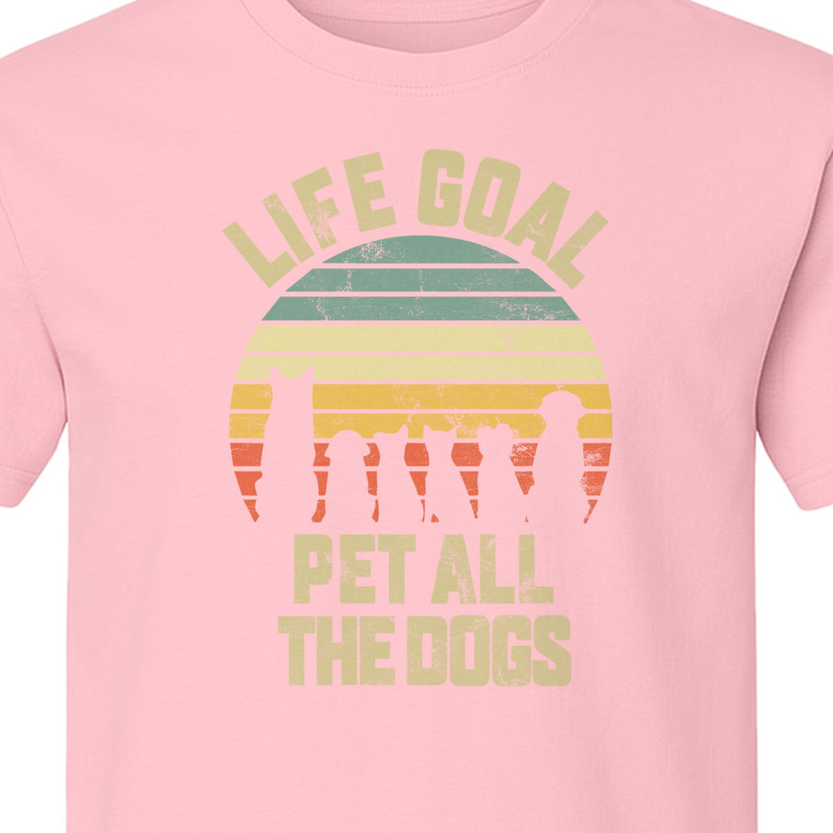 Life Goal Pet All The Dogs T-Shirt, Retro Sunset Graphic for Puppy Parents