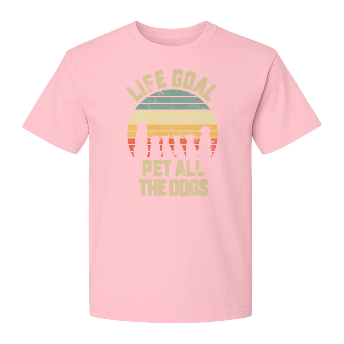 Life Goal Pet All The Dogs T-Shirt, Retro Sunset Graphic for Puppy Parents
