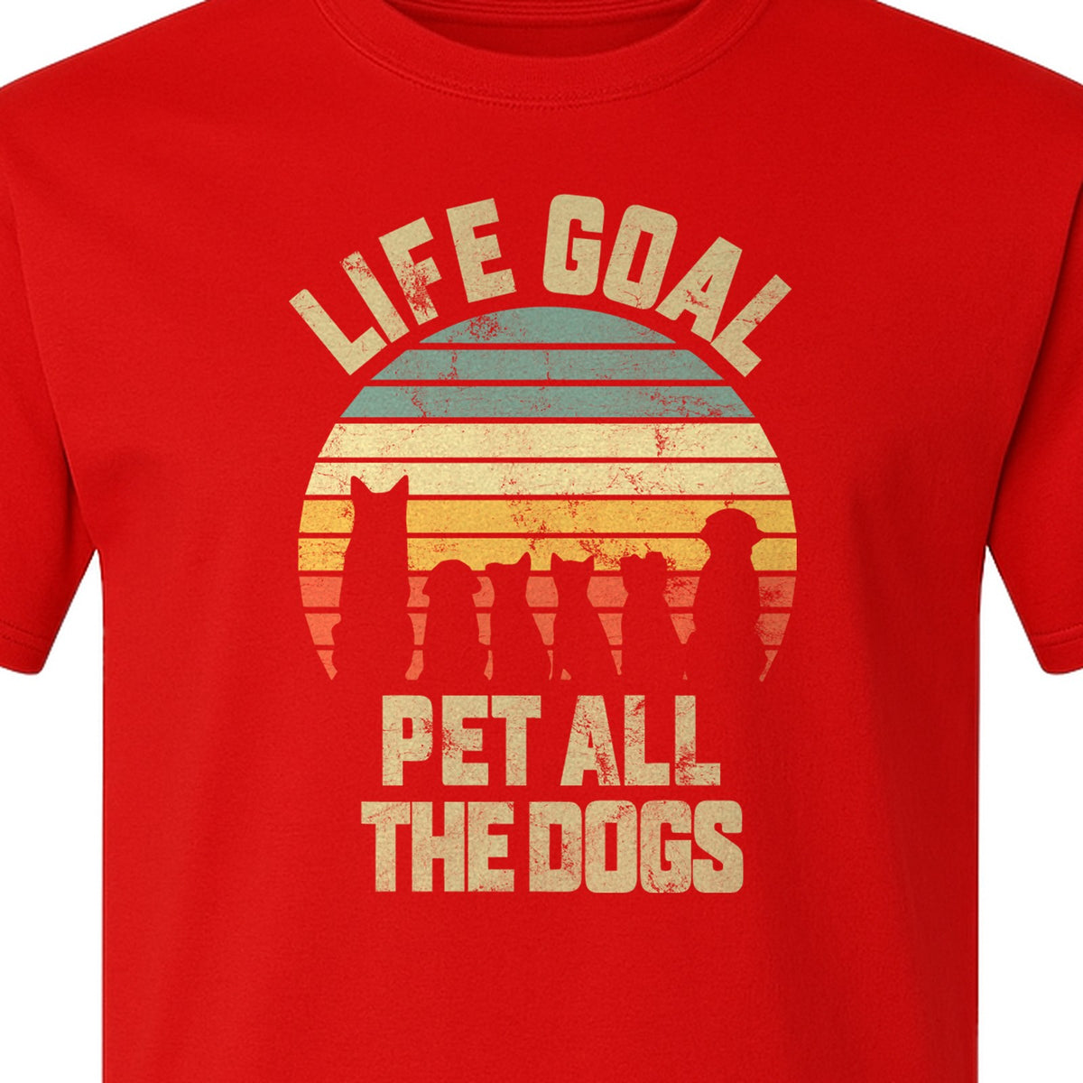 Life Goal Pet All The Dogs T-Shirt, Retro Sunset Graphic for Puppy Parents