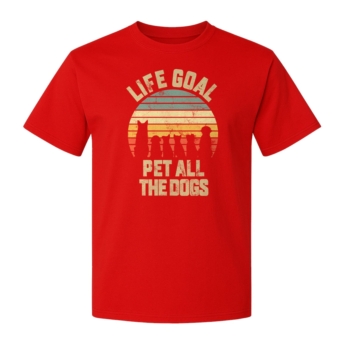 Life Goal Pet All The Dogs T-Shirt, Retro Sunset Graphic for Puppy Parents