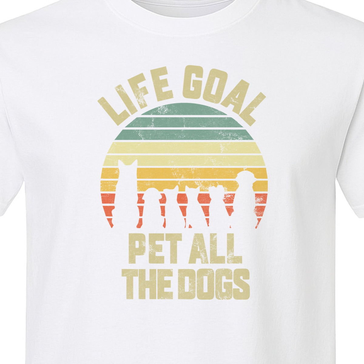 Life Goal Pet All The Dogs T-Shirt, Retro Sunset Graphic for Puppy Parents
