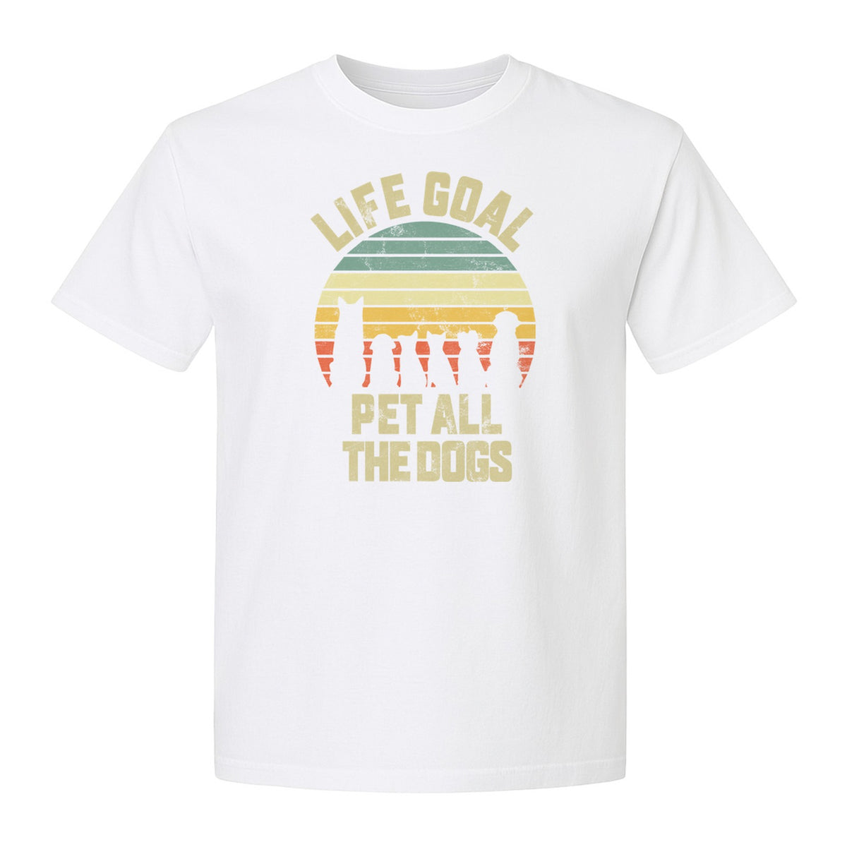 Life Goal Pet All The Dogs T-Shirt, Retro Sunset Graphic for Puppy Parents