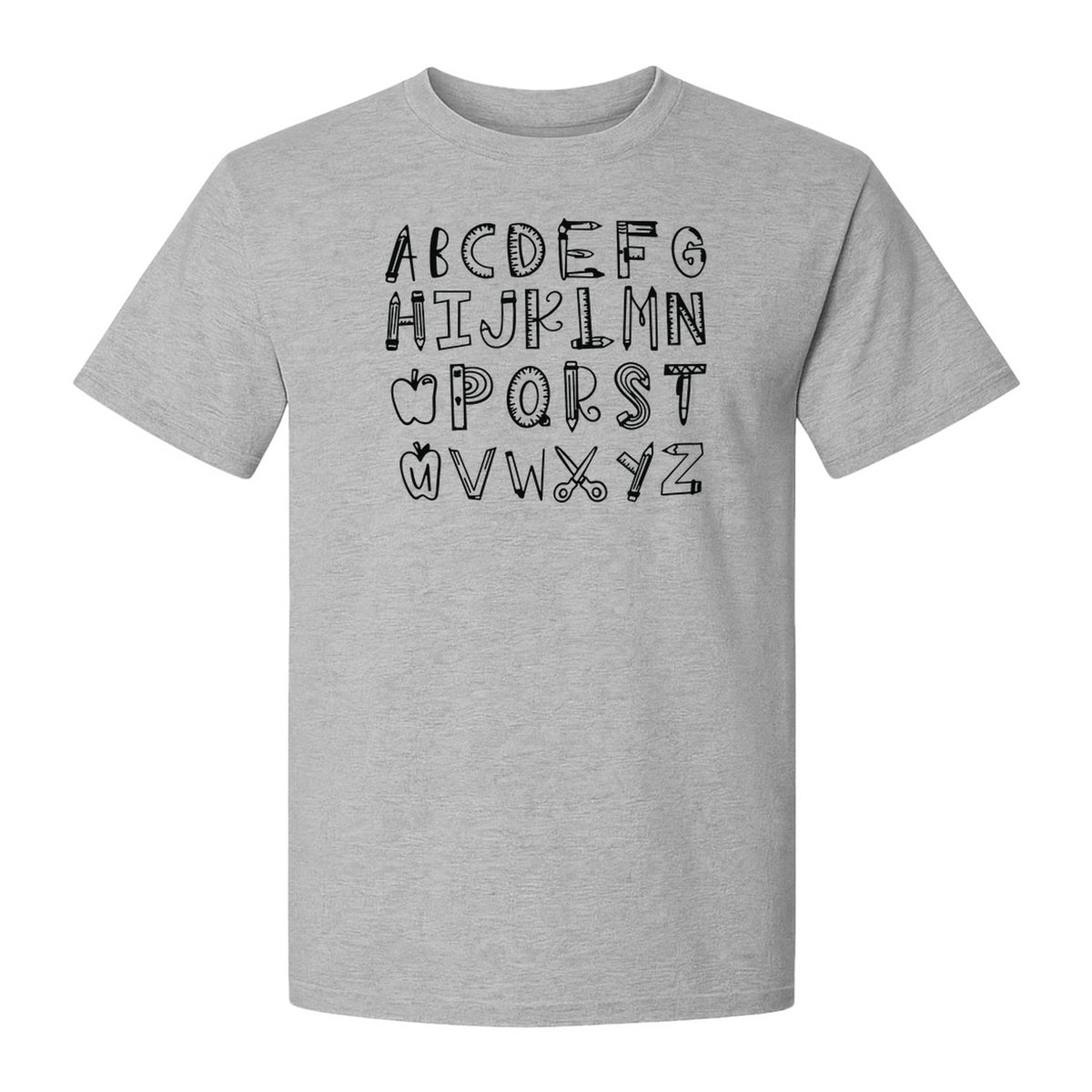 Teacher T-Shirt, Hand-Drawn A-Z Letter Design for Elementary Educators and Back to School