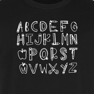 Teacher T-Shirt, Hand-Drawn A-Z Letter Design for Elementary Educators and Back to School