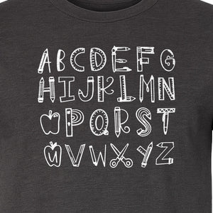 Teacher T-Shirt, Hand-Drawn A-Z Letter Design for Elementary Educators and Back to School