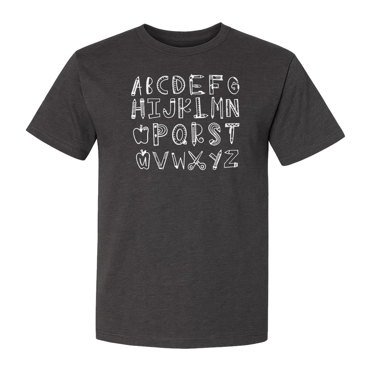 Teacher T-Shirt, Hand-Drawn A-Z Letter Design for Elementary Educators and Back to School